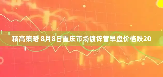 精高策略 8月8日重庆市场镀锌管早盘价格跌20